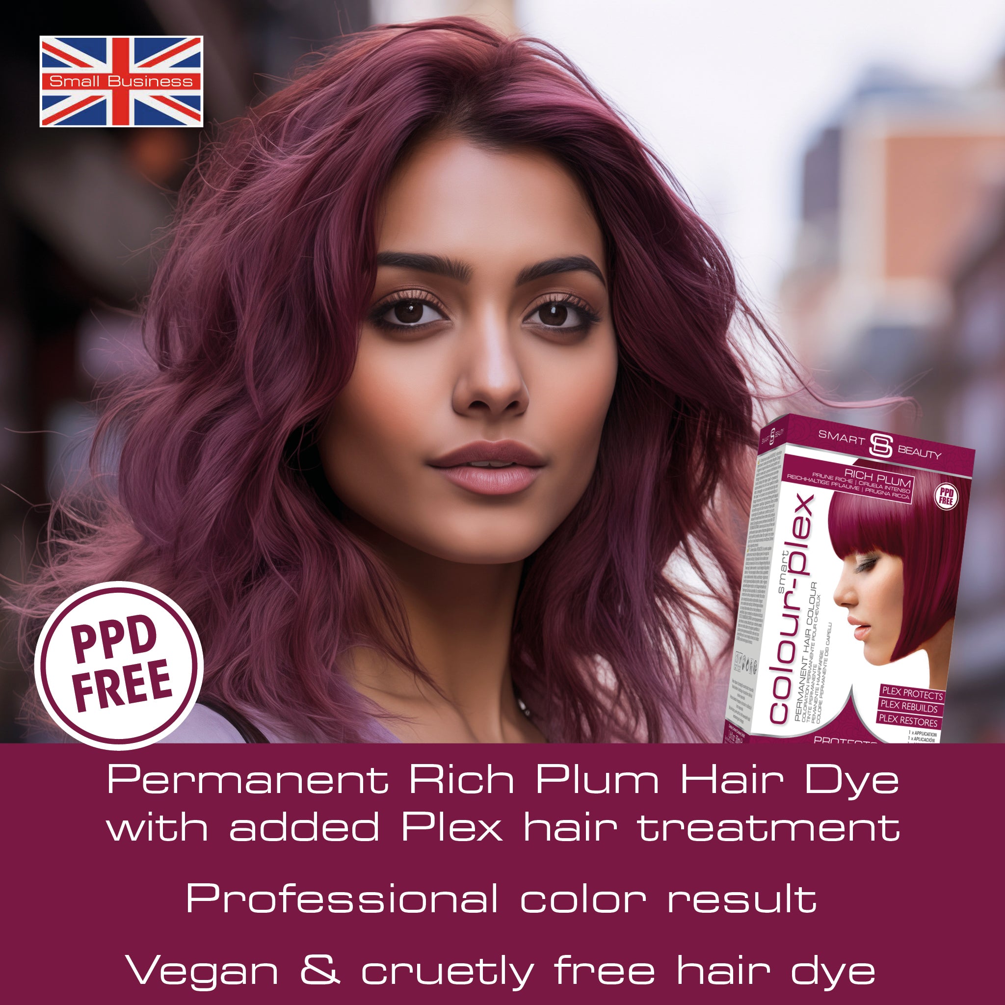 Coloration Cheveux Prune Riche avec Revitalisant Soin Capillaire Plex Intégré, Coloration Cheveux Permanente