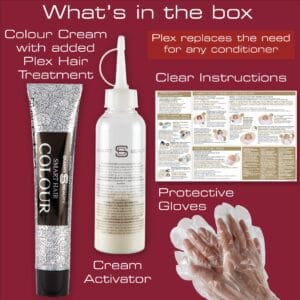 Teinture capillaire rouge intense avec après-shampooing Plex intégré, coloration permanente