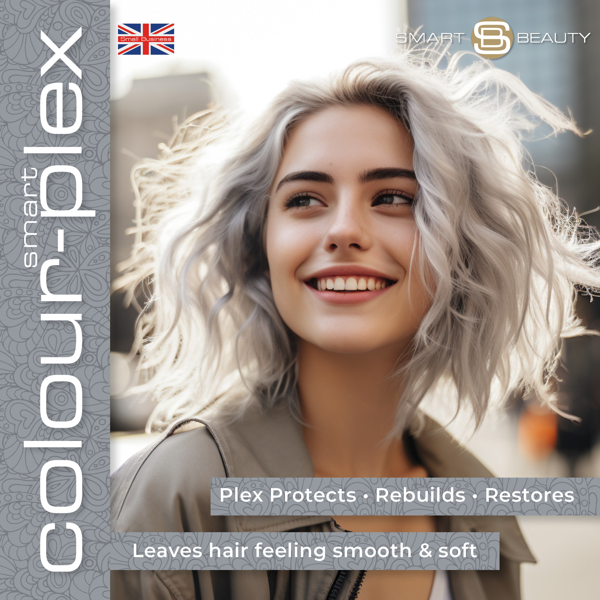Smart Beauty Colour Plex Metallic Silver Hair Dye – Plex formula protects, rebuilds, and restores for smooth, soft, salon-quality silver hair colour made in the UK