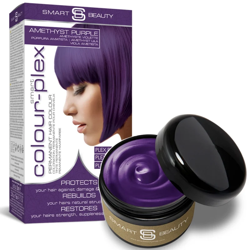 Bundle Pack Amethyst Purple Permanent Hair Dye, plus Colour Refresher Cream