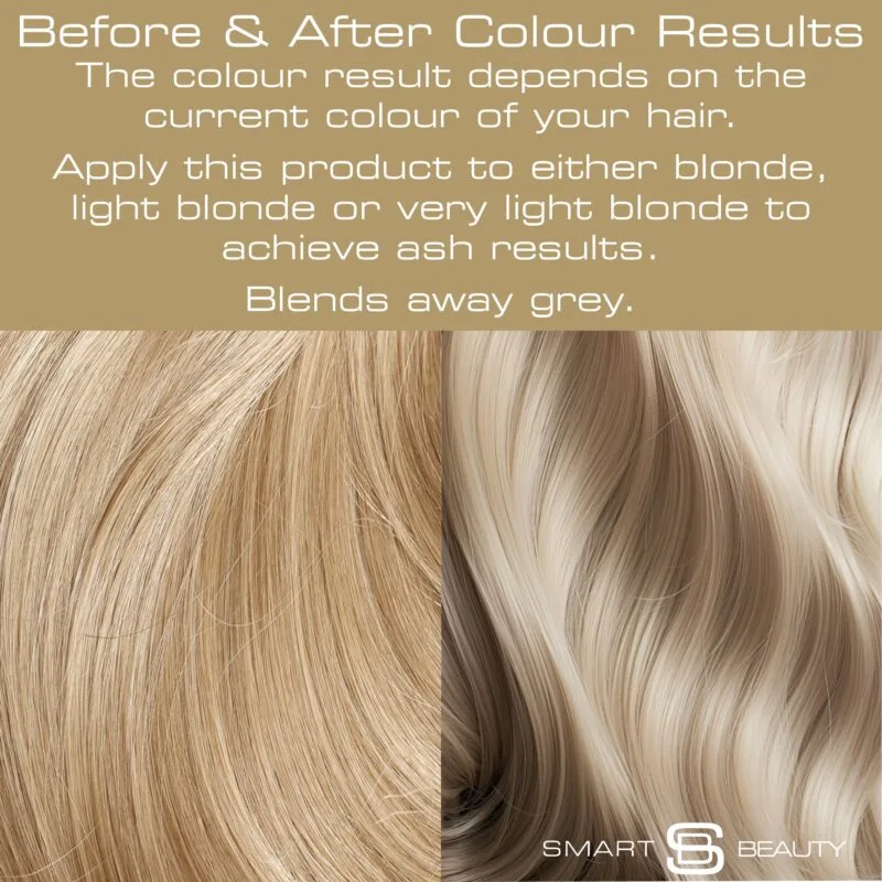 Smart Beauty Ash Blonde Hair Dye – easy-to-use permanent color kit with Smart Plex, ideal for blending greys and enhancing hair strength.