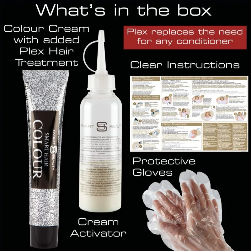 Pure Black Hair Dye with Added Plex Hair Care Conditioner, Permanent Hair Colour