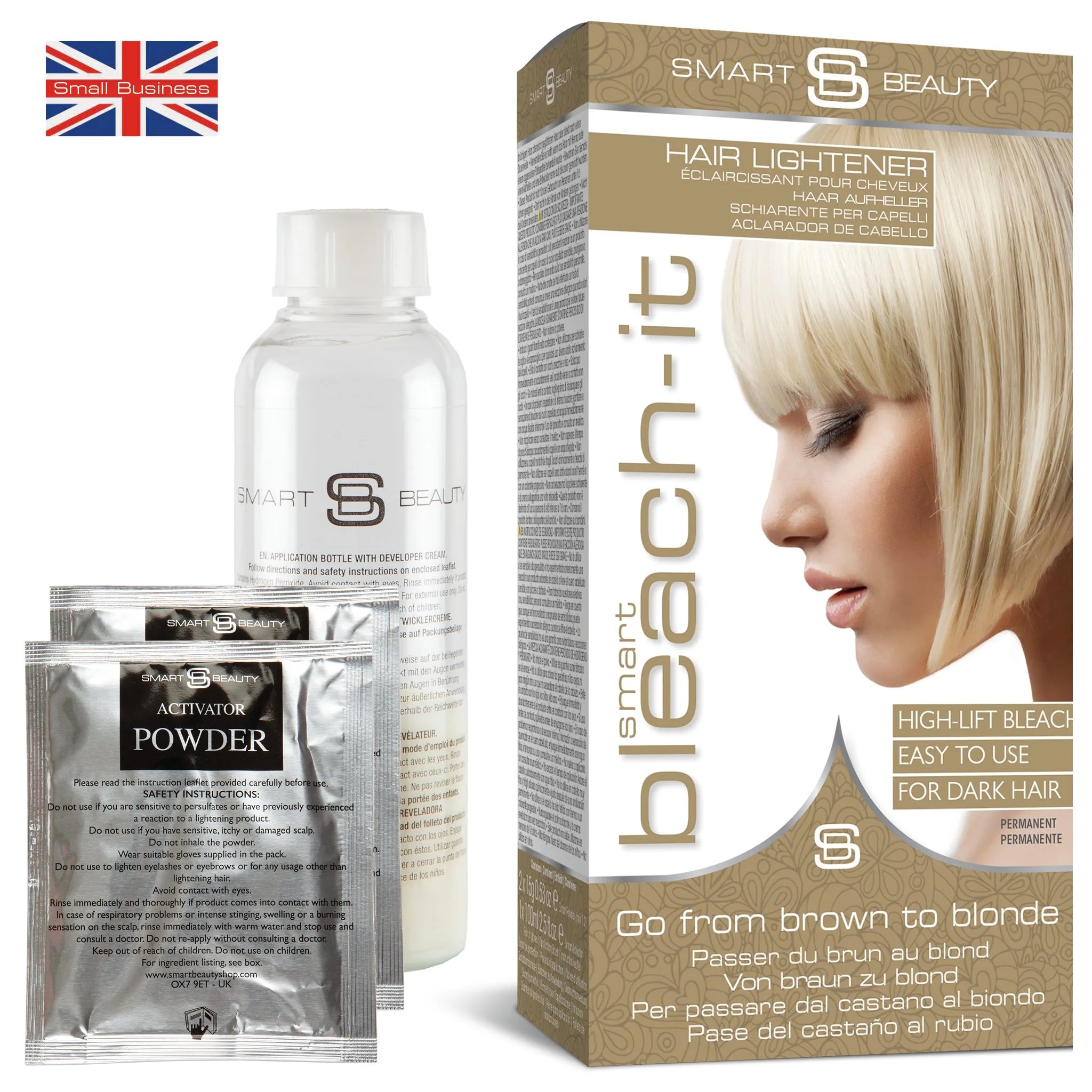 Hair Lightener Included: Pre-lighten dark hair to achieve the perfect base for vibrant silver tones with the Smart Blonde Bleach-It Hair Lightener.