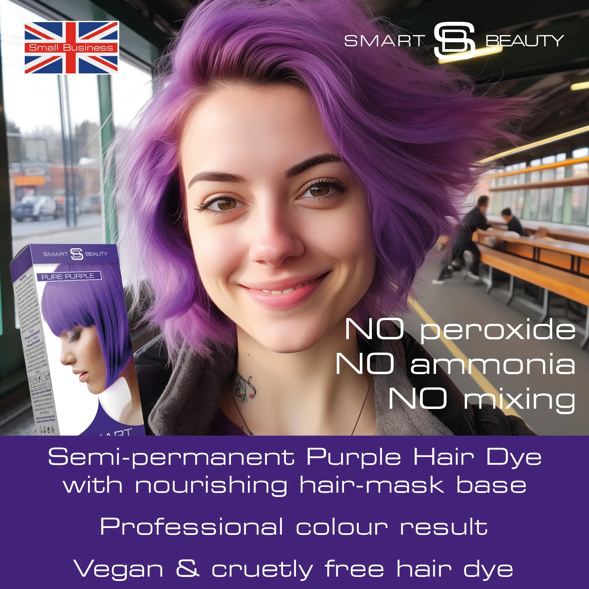 Pure Purple Vibrant Semi-permanent Hair Colour - Image 2