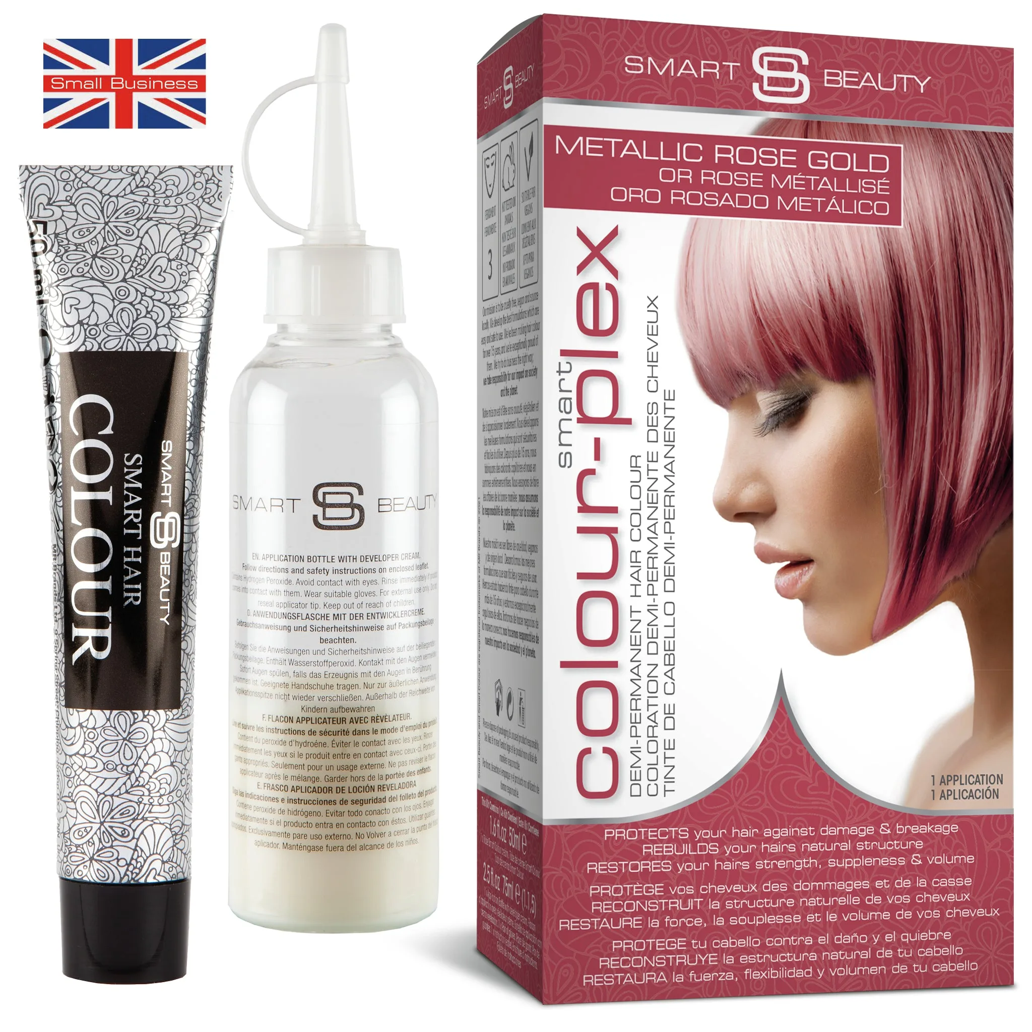 Rose Gold Hair Dye with Added Plex Hair Care Conditioner, Demi-Permanent Hair Colour