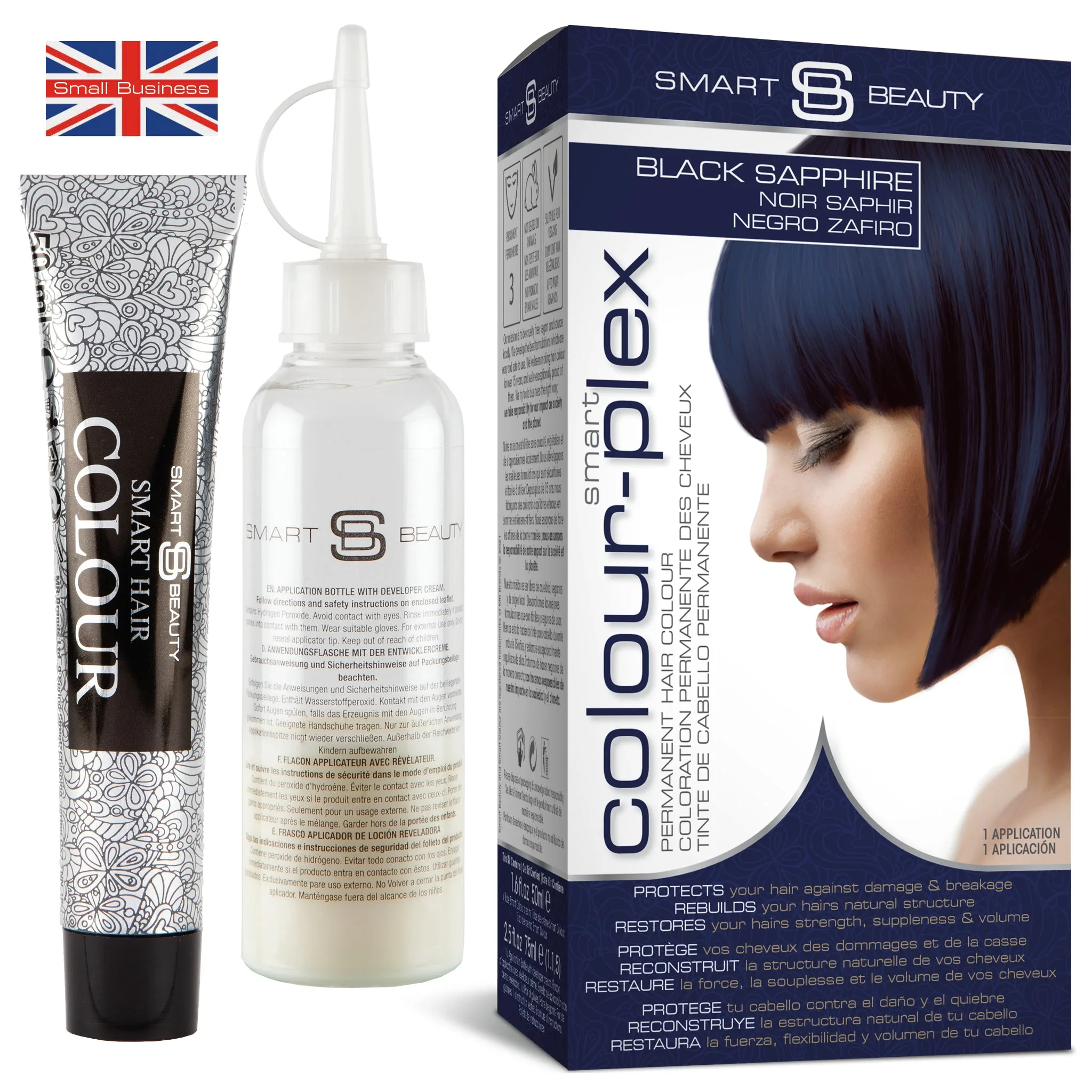 Sapphire Black Hair Dye with Added Plex Hair Care Conditioner, Permanent Hair Colour