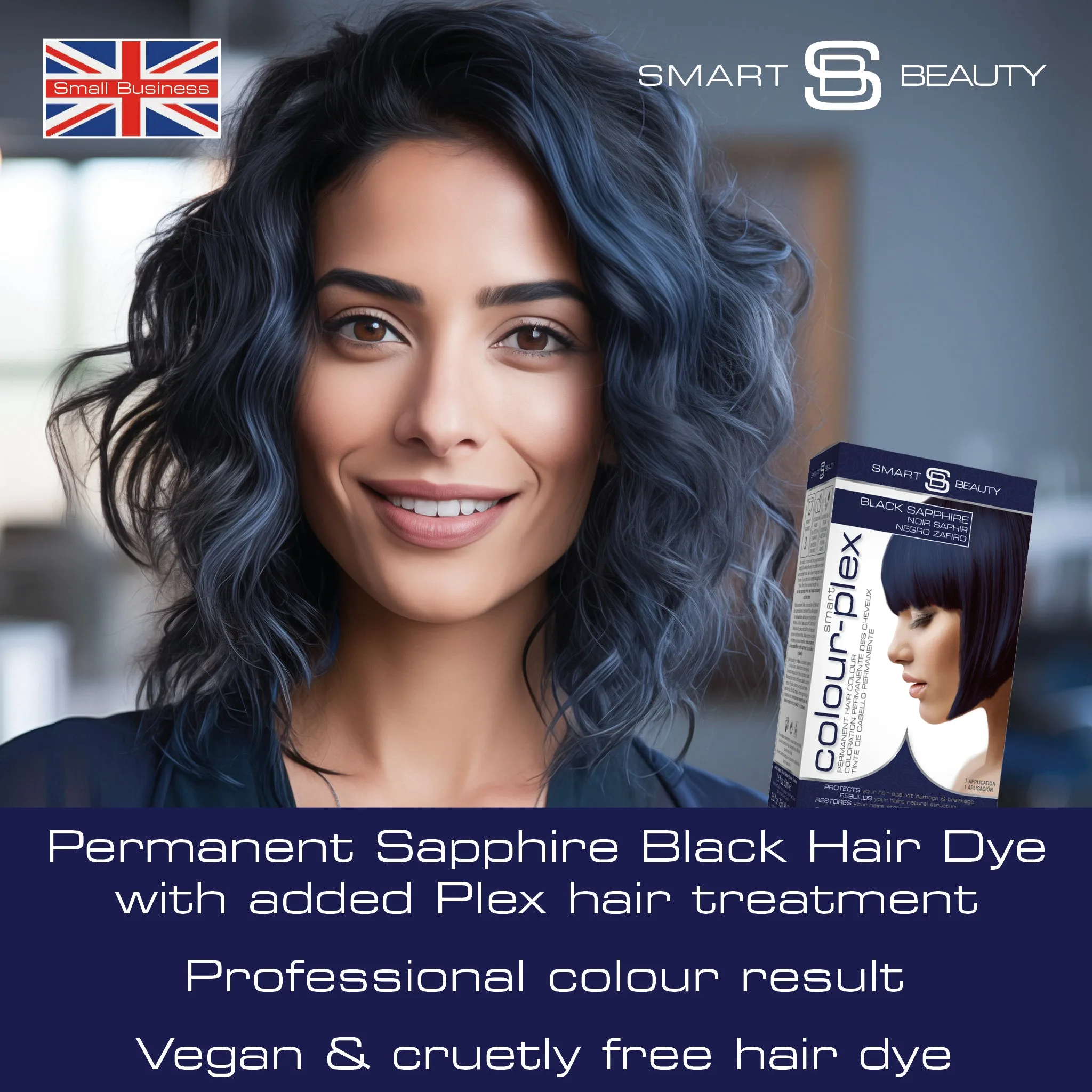 Sapphire Black Hair Dye with Added Plex Hair Care Conditioner, Permanent Hair Colour